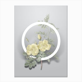 Vintage Yellow Sweetbriar Roses Minimalist Floral Geometric Circle on Soft Gray n.0386 Canvas Print
