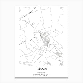 Losser,Netherlands Minimalist Map Canvas Print