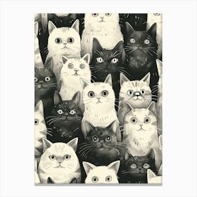 Perfectly Repeatable Artwork With Cute Cat Faces 01 Canvas Print