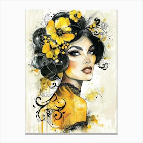 Yellow Flower Girl Canvas Print