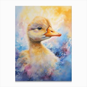 Duckling In The Clouds Watercolour 4 Canvas Print