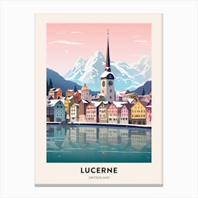 Vintage Winter Travel Poster Lucerne Switzerland 1 Canvas Print