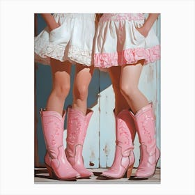 Two Girls In Pink Cowboy Boots 5 Canvas Print