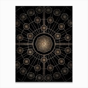 Geometric Glyph Radial Array in Glitter Gold on Black n.0036 Canvas Print