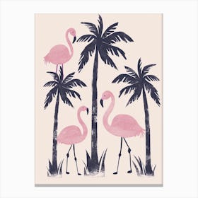 Chilean Flamingo Palm Trees Minimalist Illustration 1 Canvas Print