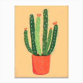 Christmas Cactus Plant Minimalist Illustration 1 Canvas Print