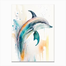 Striped Dolphin Storybook Watercolour  (3) Canvas Print