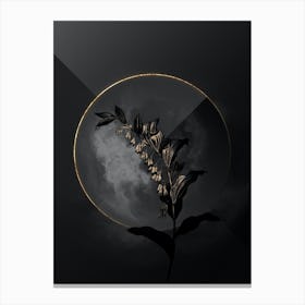Shadowy Vintage Solomon's Seal Botanical on Black with Gold Canvas Print