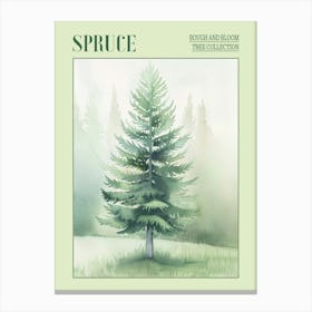 Spruce Tree Atmospheric Watercolour Painting 4 Poster Canvas Print