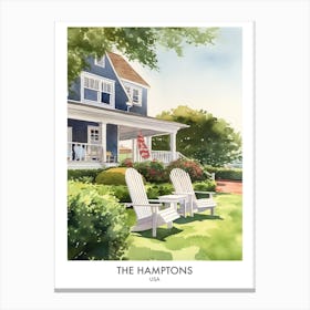 The Hamptons 4 Watercolour Travel Poster Canvas Print