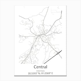 Central, United States Minimalist Map Canvas Print