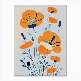 California Poppy Wildflower Modern Muted Colours 2 Canvas Print
