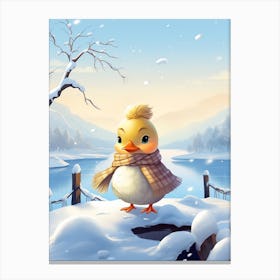 Animated Winter Duckling Canvas Print