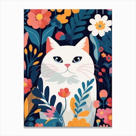 Floral Cat Canvas Print