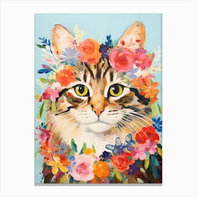 American Bobtail Cat With A Flower Crown Painting Matisse Style 1 Canvas Print