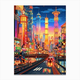 Bangkok Pixel Art 1 Canvas Print