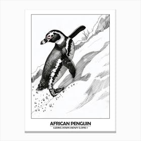 Penguin Sliding Down Snowy Slopes 7 Poster Canvas Print