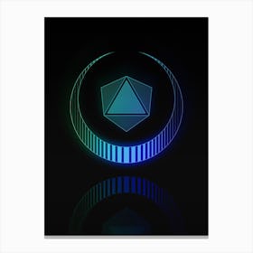 Neon Blue and Green Geometric Glyph Abstract on Black n.0079 Canvas Print