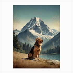 Hiker Dog in Mountains Canvas Print