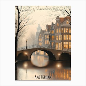 Amsterdam, minimalist soft tones palette, watercolor poster Canvas Print