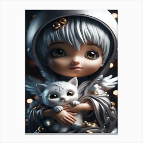 Angel With Cat Canvas Print