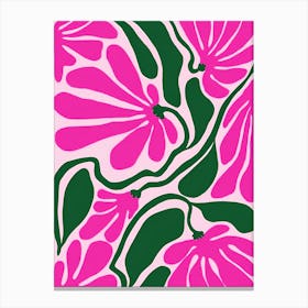 Pink And Green Flowers Canvas Print