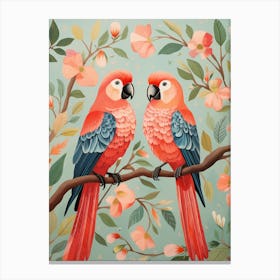 Parrots On A Branch Canvas Print