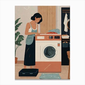 Illustration Of A Woman Doing Laundry 2 Canvas Print