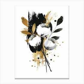 Black And Gold Flowers 6 Canvas Print