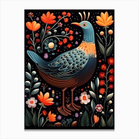 Folk Bird Illustration Grey Plover 2 Canvas Print