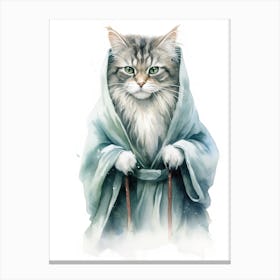 Norwegian Forest Cat As A Jedi 2 Canvas Print