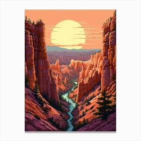 Canyon Landscape Pixel Art 2 Canvas Print