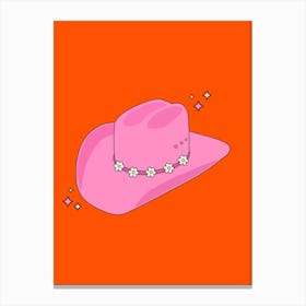 Cowboy Hat Orange And Pink Canvas Print