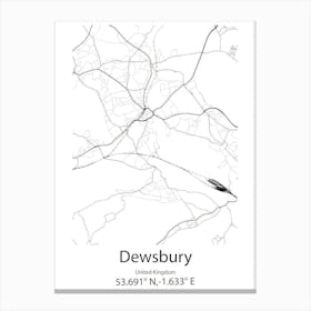 Dewsbury,United Kingdom Minimalist Map Canvas Print