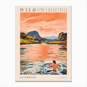 Wild Swimming At Ullswater Cumbria 3 Poster Canvas Print