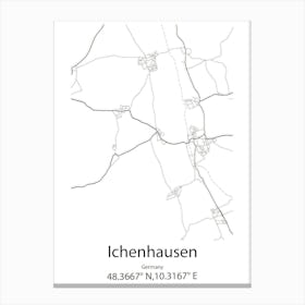 Ichenhausen,Germany Minimalist Map Canvas Print