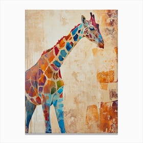Textured Watercolour Of A Giraffe Canvas Print