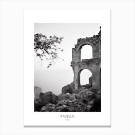 Poster Of Ravello, Italy, Black And White Photo 2 Canvas Print