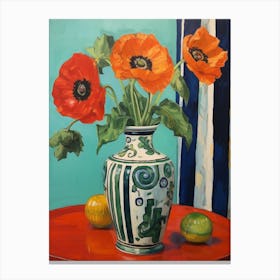 Flowers In A Vase Still Life Painting Poppy 4 Canvas Print