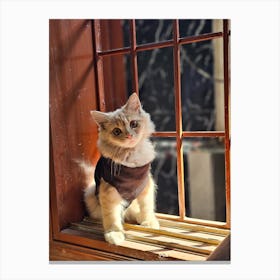 Cat In A Window Canvas Print