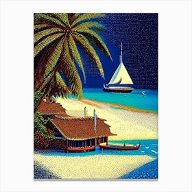 Zanzibar Tanzania Pointillism Style Tropical Destination Canvas Print
