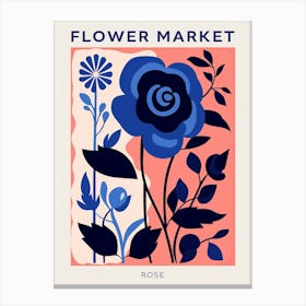 Blue Flower Market Poster Rose 6 Canvas Print