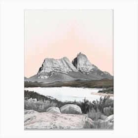 Cradle Mountain Australia Color Line Drawing (8) Canvas Print