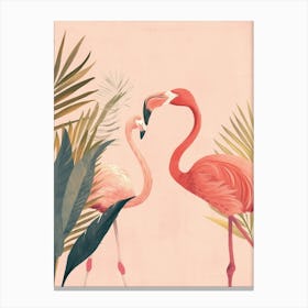 Jamess Flamingo And Bird Of Paradise Minimalist Illustration 1 Canvas Print