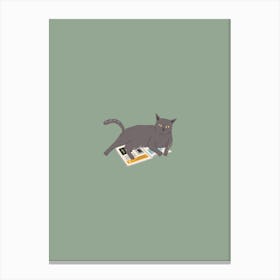 Cat Laying On Paper Canvas Print