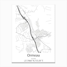 Ormeau,Australia Minimalist Map Canvas Print