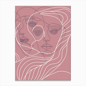 Abstract Portrait Series Pink And White 5 Canvas Print