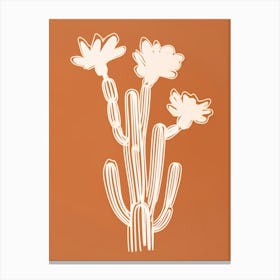 Cactus Line Drawing Echinocereus Cactus 2 Canvas Print