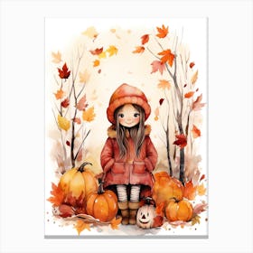 Cute Autumn Fall Scene 38 Canvas Print