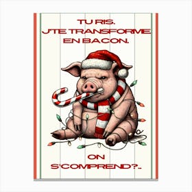 Cochon lumières de Noël blanc Canvas Print